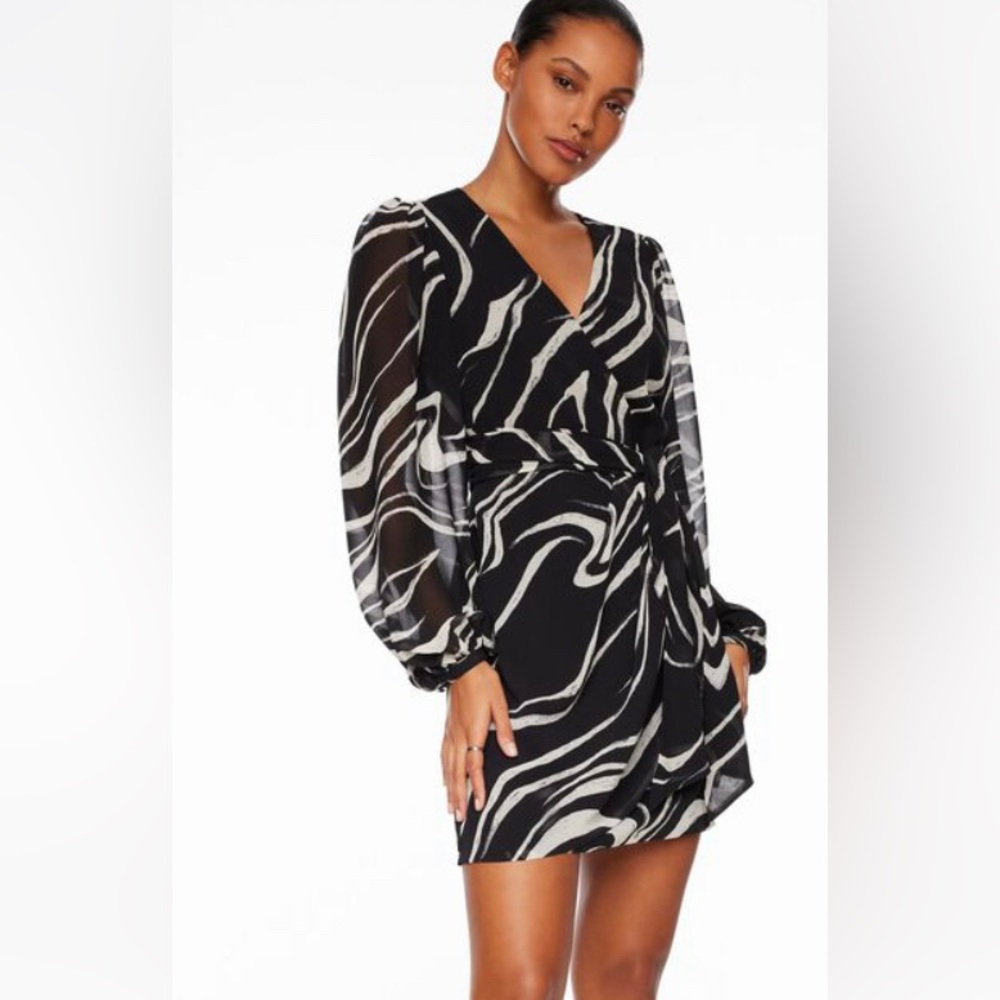 Long sleeve wrap mini dress